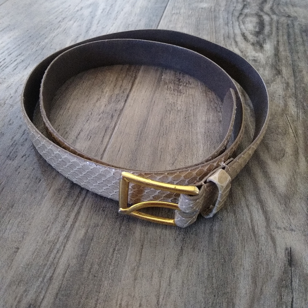 Vintage Austin Grey Designer Genuine Snakeskin Belt Beige Size 38